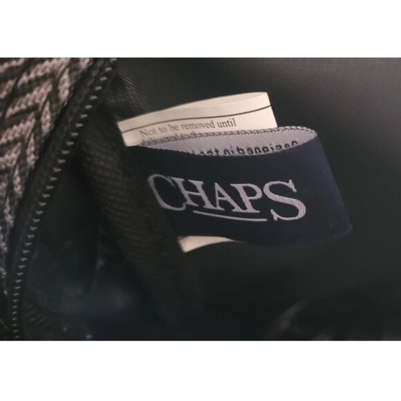 CHAPS Black & Grey Herringbone 10X15 Travel/Carry-On Bag. - Picture 4 of 5